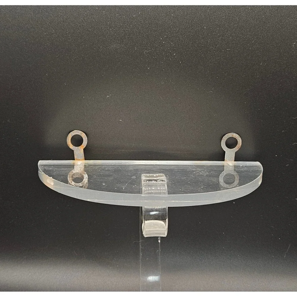 Vtg 1980s Lucite Half Moon Wall Shelf w/ Hook Clear Acrylic Post Modern Décor